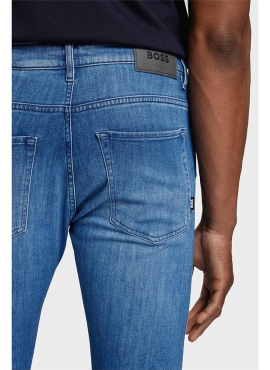 BOSS BOSS Erkek Pamuklu Slim Fit Günlük Kullanım Mavi Jeans 50470506-420