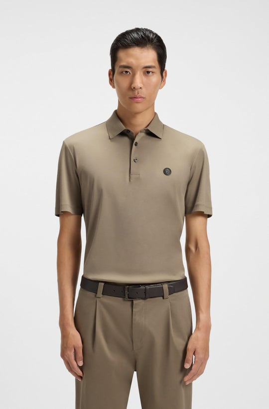 BOSS  BOSS Erkek Polo Yaka Düğme Kapamalı Kısa Kol Açık Kahve Polo Yaka T-Shirt 50520297-245