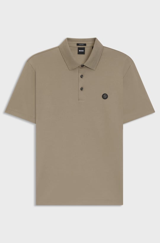 BOSS  BOSS Erkek Polo Yaka Düğme Kapamalı Kısa Kol Açık Kahve Polo Yaka T-Shirt 50520297-245