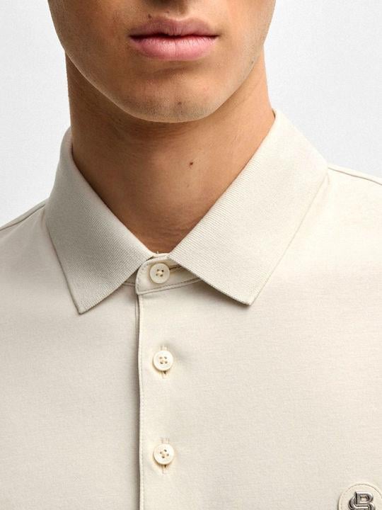 BOSS  BOSS Erkek Polo Yaka Düğme Kapamalı Kısa Kol Bej T-Shirt 50520297-131