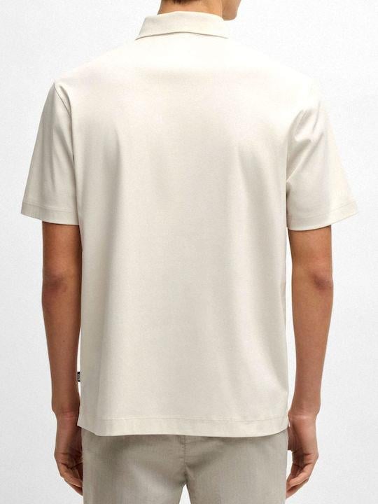 BOSS  BOSS Erkek Polo Yaka Düğme Kapamalı Kısa Kol Bej T-Shirt 50520297-131