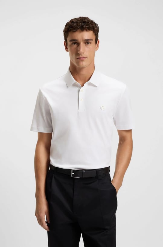 BOSS  BOSS Erkek Polo Yaka Düğme Kapamalı Kısa Kol Ekru Polo Yaka T-Shirt 50520297-103