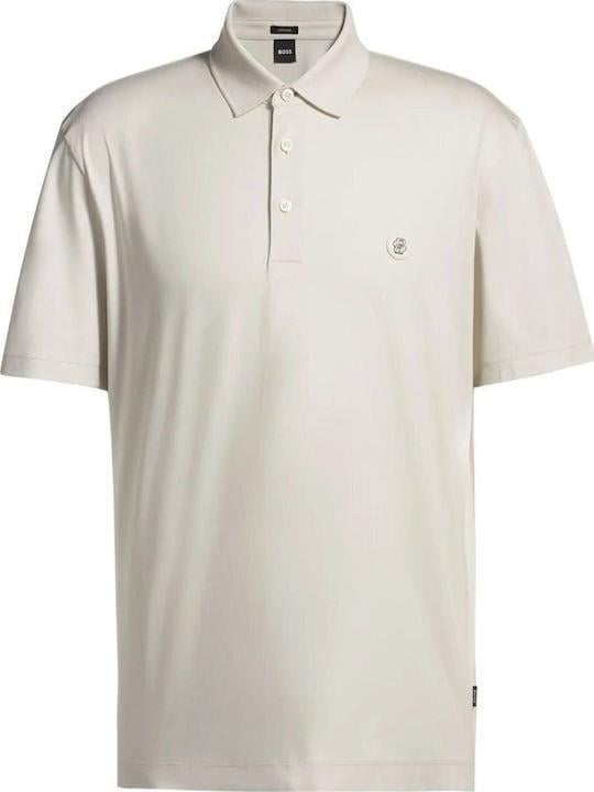 BOSS  BOSS Erkek Polo Yaka Düğme Kapamalı Kısa Kol Bej T-Shirt 50520297-131