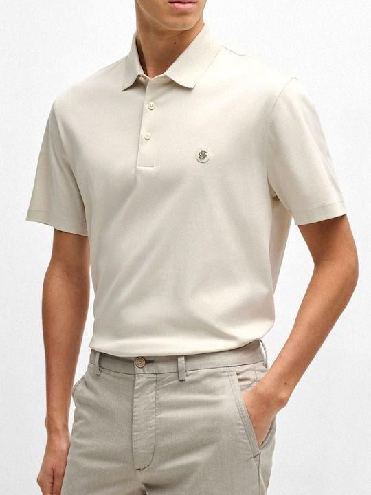BOSS  BOSS Erkek Polo Yaka Düğme Kapamalı Kısa Kol Bej T-Shirt 50520297-131