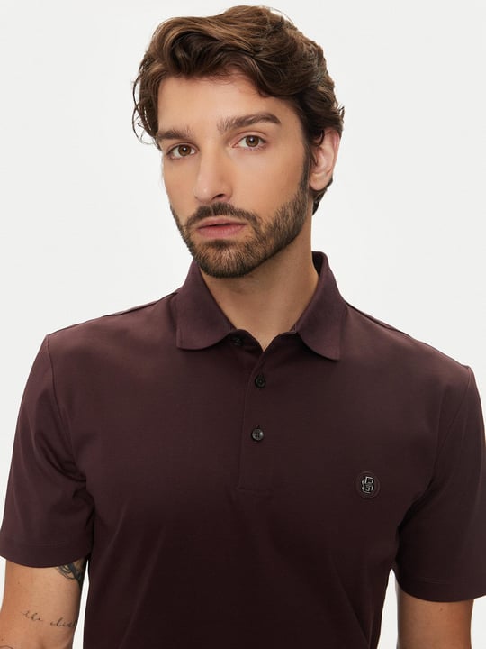 BOSS BOSS Erkek Polo Yaka Düğme Kapamalı Kısa Kol Kahverengi Polo Yaka T-Shirt 50520297-642