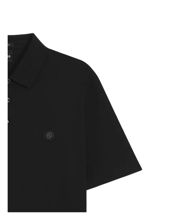 BOSS  BOSS Erkek Polo Yaka Düğme Kapamalı Kısa Kol Siyah1 Polo Yaka T-Shirt 50520297-002