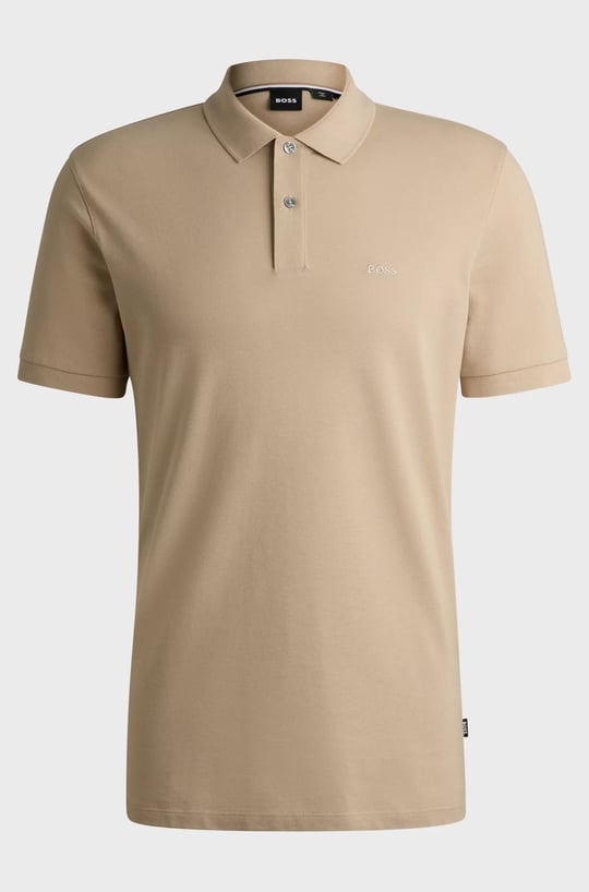 BOSS BOSS Erkek Polo Yaka Regular Fit Pamuklu Kısa Kollu Bej Polo Yaka T-Shirt 50468362-275