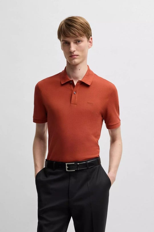 BOSS BOSS Erkek Polo Yaka Regular Fit Pamuklu Kısa Kollu Turuncu Polo Yaka T-Shirt 50468362-806