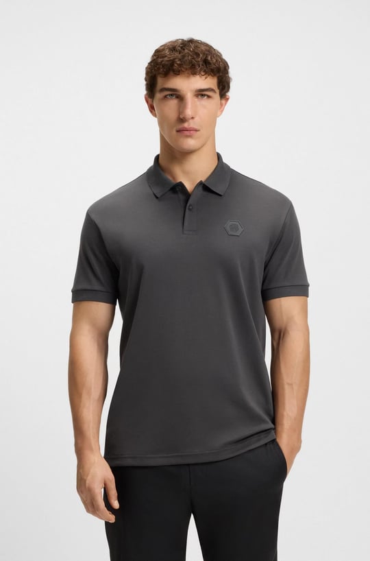 BOSS BOSS Erkek Polo Yaka Regular Fit Pamuklu Kısa Kollu Gri T-Shirt 50543891-027