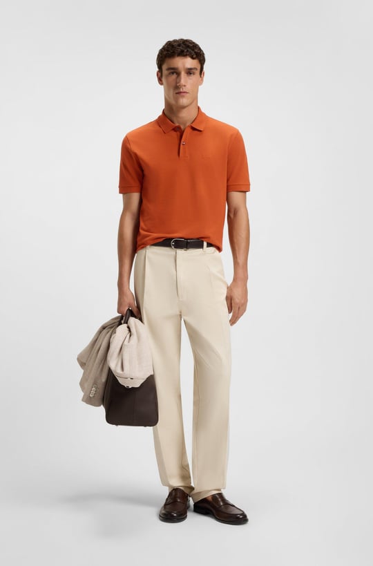 BOSS  BOSS Erkek Polo Yaka Regular Fit Pamuklu Kısa Kollu Turuncu Polo Yaka T-Shirt 50468362-809
