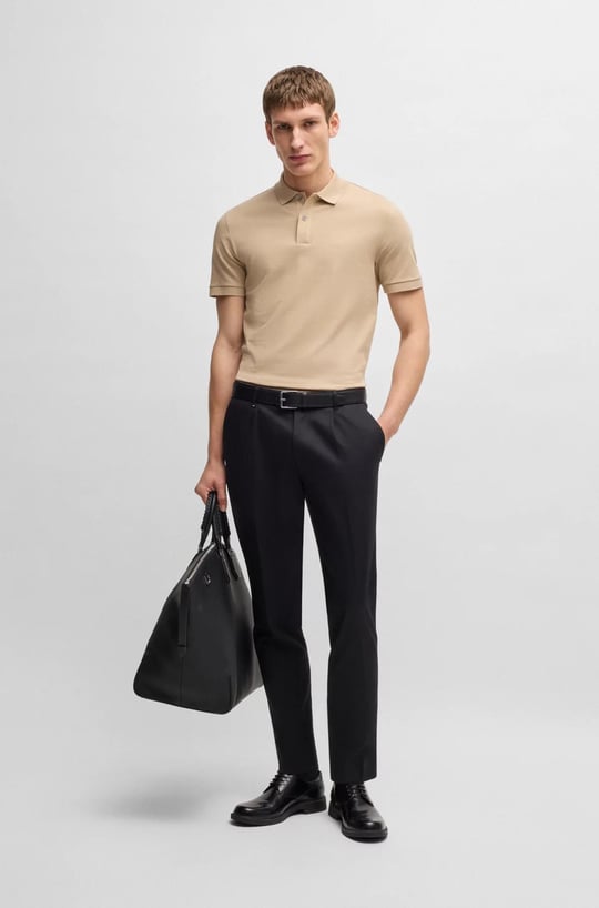BOSS BOSS Erkek Polo Yaka Regular Fit Pamuklu Kısa Kollu Bej Polo Yaka T-Shirt 50468362-275