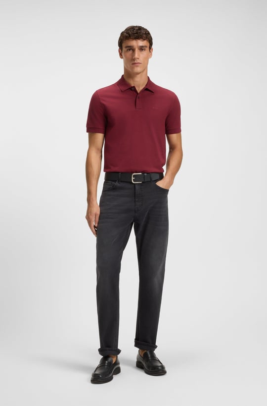 BOSS  BOSS Erkek Polo Yaka Regular Fit Pamuklu Kısa Kollu Koyu Kırmızı Polo Yaka T-Shirt 50468362-602