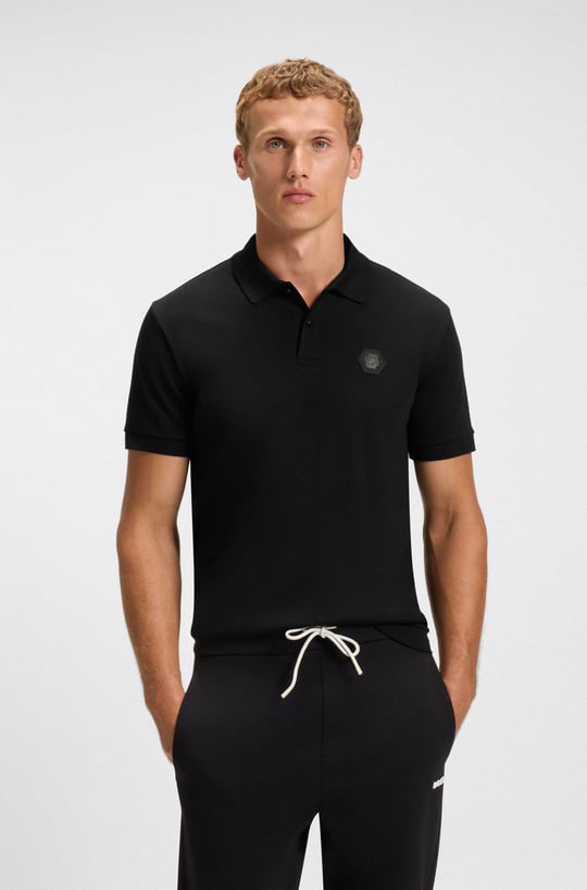 BOSS  BOSS Erkek Polo Yaka Regular Fit Pamuklu Kısa Kollu Siyah Polo Yaka T-Shirt 50543891-001