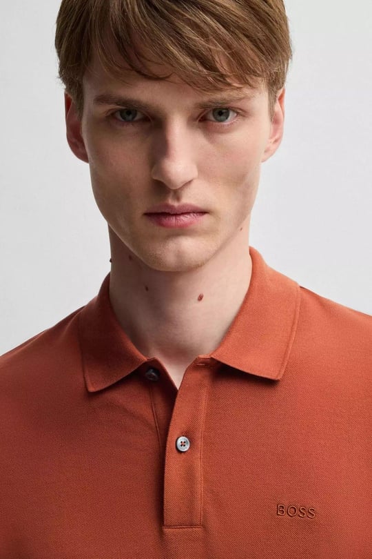 BOSS BOSS Erkek Polo Yaka Regular Fit Pamuklu Kısa Kollu Turuncu Polo Yaka T-Shirt 50468362-806
