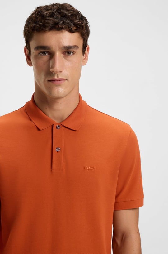 BOSS  BOSS Erkek Polo Yaka Regular Fit Pamuklu Kısa Kollu Turuncu Polo Yaka T-Shirt 50468362-809