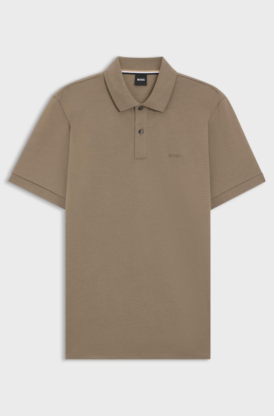 BOSS  BOSS Erkek Polo Yaka Regular Fit Pamuklu Kısa Kollu Açık Kahve Polo Yaka T-Shirt 50468362-245