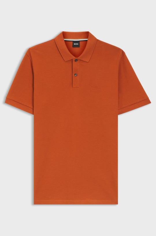 BOSS  BOSS Erkek Polo Yaka Regular Fit Pamuklu Kısa Kollu Turuncu Polo Yaka T-Shirt 50468362-809