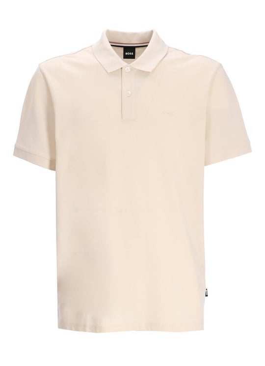 BOSS  BOSS Erkek Polo Yaka Regular Fit Pamuklu Kısa Kollu Ekru T-Shirt 50468362-131