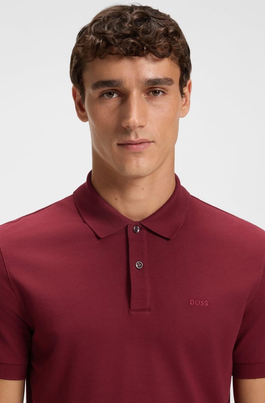 BOSS  BOSS Erkek Polo Yaka Regular Fit Pamuklu Kısa Kollu Koyu Kırmızı Polo Yaka T-Shirt 50468362-602