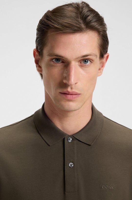 BOSS  BOSS Erkek Polo Yaka Regular Fit Pamuklu Kısa Kollu Koyu Kahve Polo Yaka T-Shirt 50468362-342