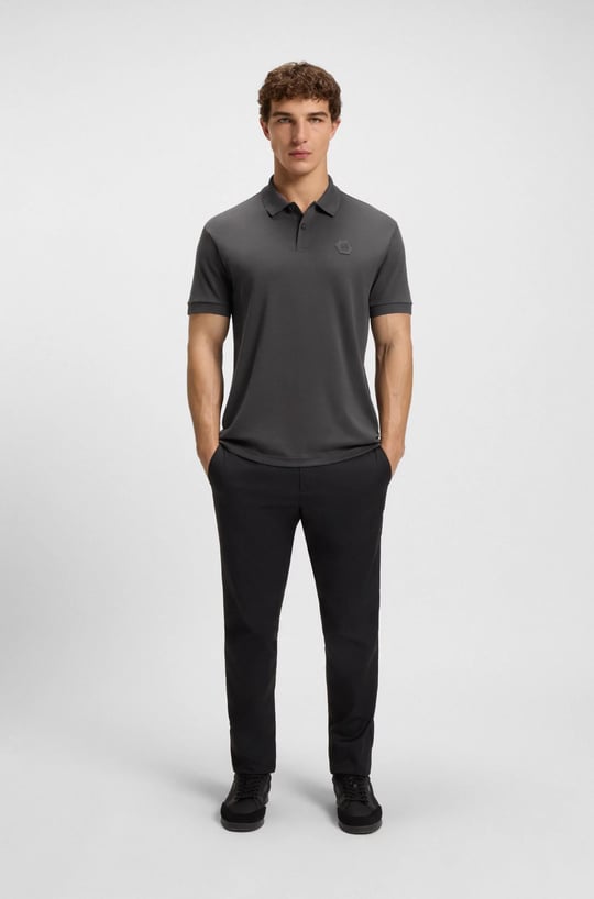 BOSS BOSS Erkek Polo Yaka Regular Fit Pamuklu Kısa Kollu Gri T-Shirt 50543891-027
