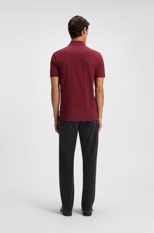 BOSS  BOSS Erkek Polo Yaka Regular Fit Pamuklu Kısa Kollu Koyu Kırmızı Polo Yaka T-Shirt 50468362-602