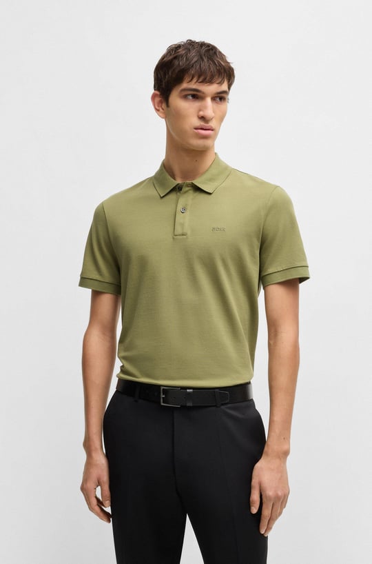 BOSS BOSS Erkek Polo Yaka Regular Fit Pamuklu Kısa Kollu Açık Yeşil Polo Yaka T-Shirt 50468362-311