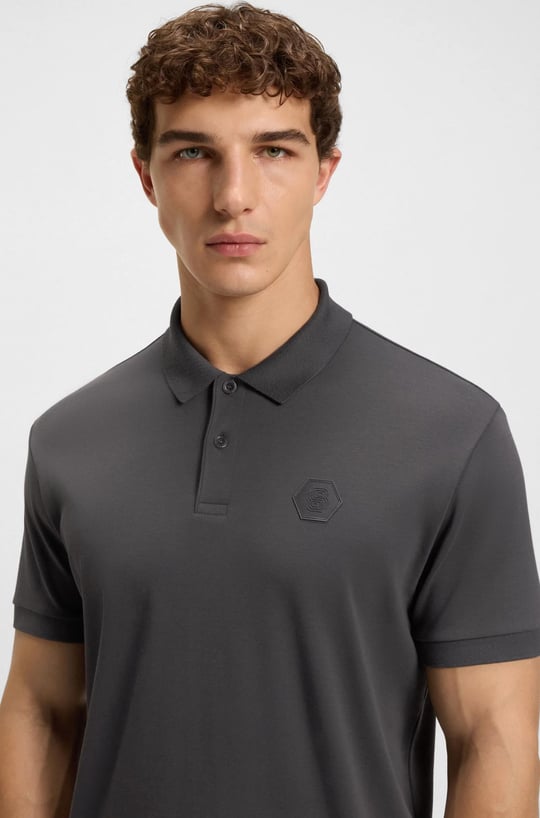 BOSS BOSS Erkek Polo Yaka Regular Fit Pamuklu Kısa Kollu Gri T-Shirt 50543891-027