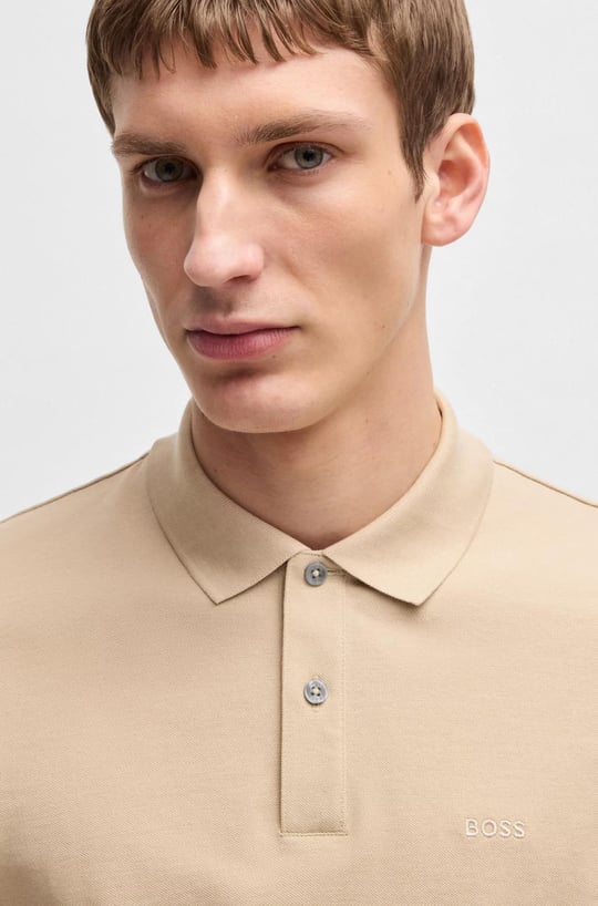 BOSS BOSS Erkek Polo Yaka Regular Fit Pamuklu Kısa Kollu Bej Polo Yaka T-Shirt 50468362-275