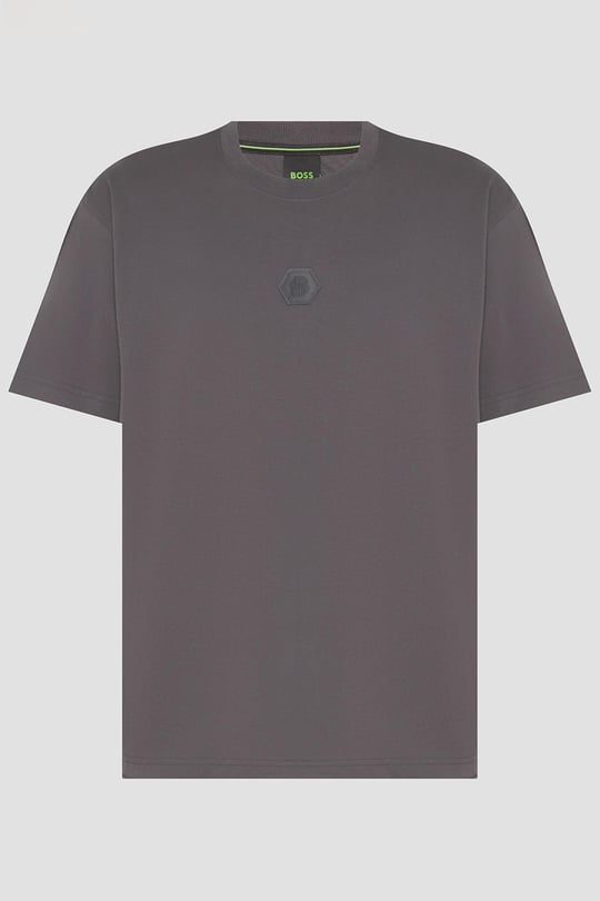 BOSS BOSS Erkek Rahat Kalıp %100 Pamuk Yuvarlak Yaka Kısa Kollu Gri T-Shirt 50544316-027