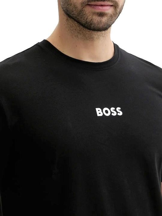BOSS  BOSS Erkek Rahat Kalıp Desenli Yuvarlak Yakalı Paçası Lastikli Pamuklu Siyah Pijama Takımı 50535875-003