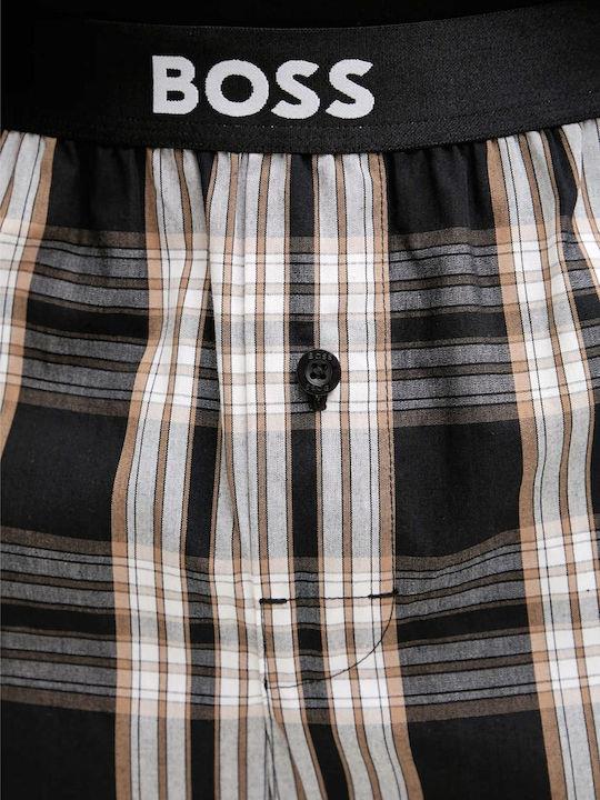 BOSS  BOSS Erkek Rahat Kalıp Desenli Yuvarlak Yakalı Paçası Lastikli Pamuklu Siyah Pijama Takımı 50535875-003