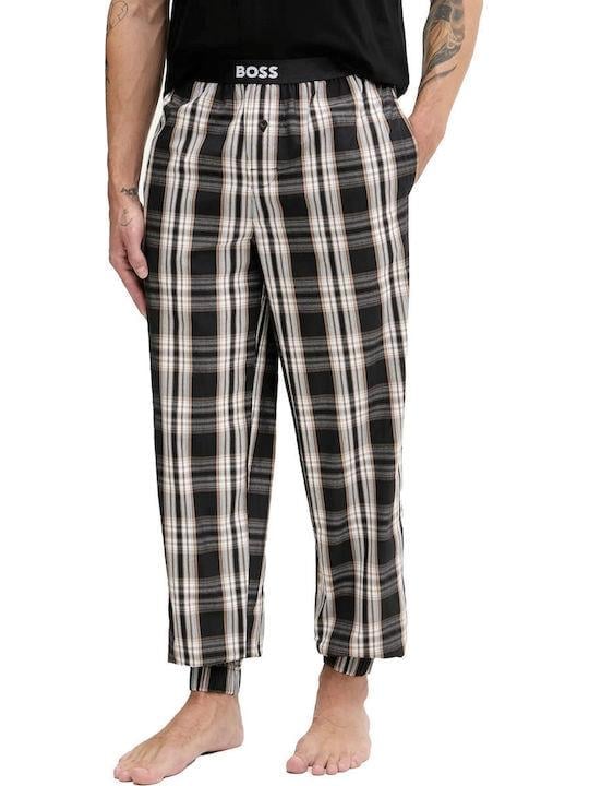 BOSS  BOSS Erkek Rahat Kalıp Desenli Yuvarlak Yakalı Paçası Lastikli Pamuklu Siyah Pijama Takımı 50535875-003