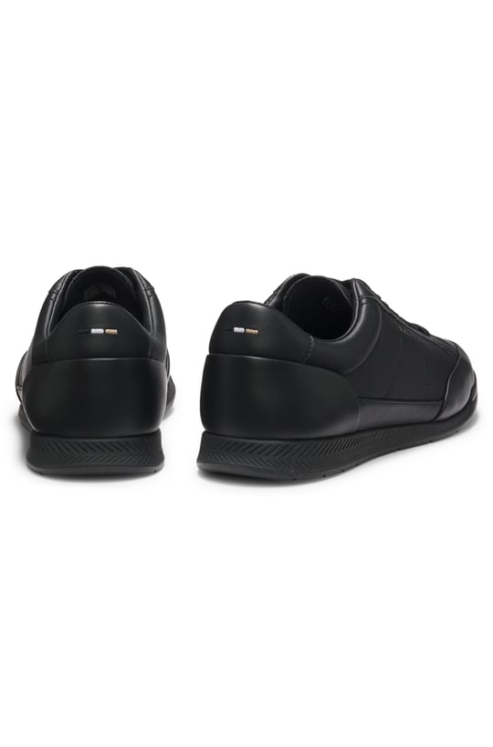 BOSS  BOSS Erkek Rahat Taban Bağcıklı Deri Düz Taban Siyah Sneaker 50568493-005