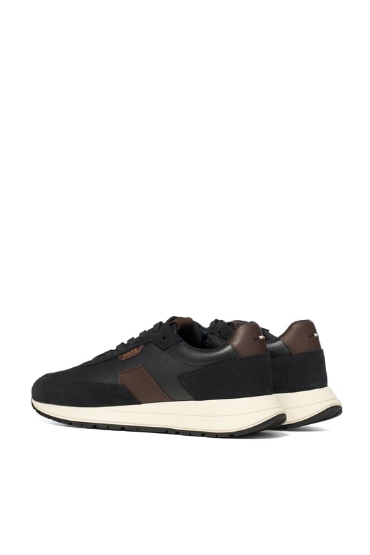 BOSS  BOSS Erkek Rahat Taban Deri Düz Taban Siyah Sneaker 50568951-002