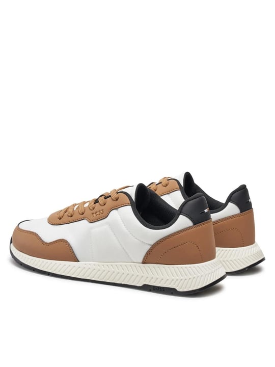 BOSS BOSS Erkek Rahat Taban Nefes Alabilen Üst Yüzeyli Beyaz-Kahverengi Sneaker 50536481-124