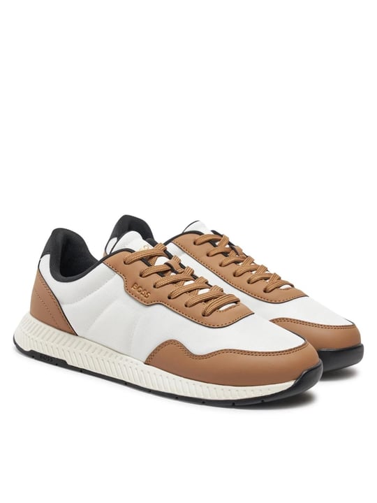 BOSS BOSS Erkek Rahat Taban Nefes Alabilen Üst Yüzeyli Beyaz-Kahverengi Sneaker 50536481-124