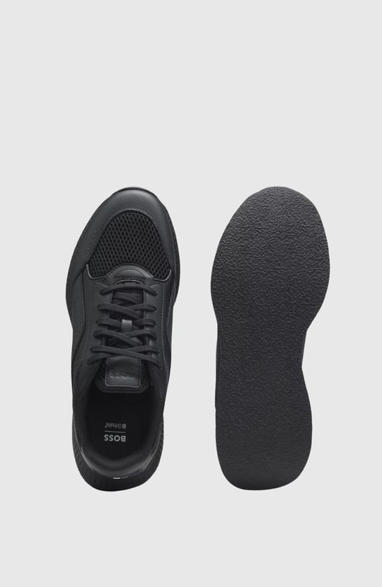 BOSS  BOSS Erkek Rahat Yüksek Taban File ve Deri Karışımlı Siyah Sneaker 50548717-005