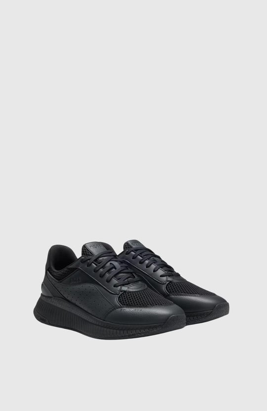 BOSS  BOSS Erkek Rahat Yüksek Taban File ve Deri Karışımlı Siyah Sneaker 50548717-005