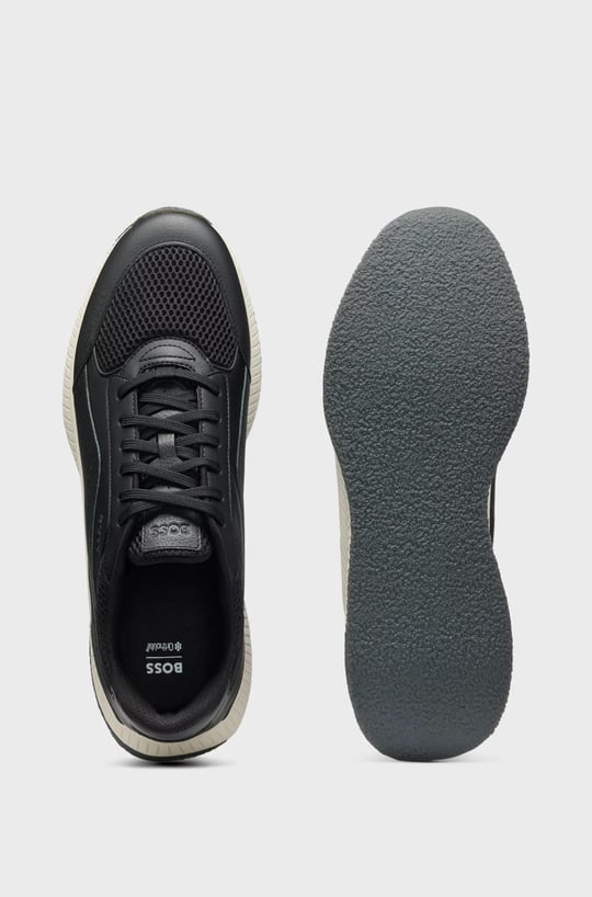 BOSS BOSS Erkek Rahat Yüksek Taban File ve Deri Karışımlı Siyah-Beyaz Sneaker 50548717-002