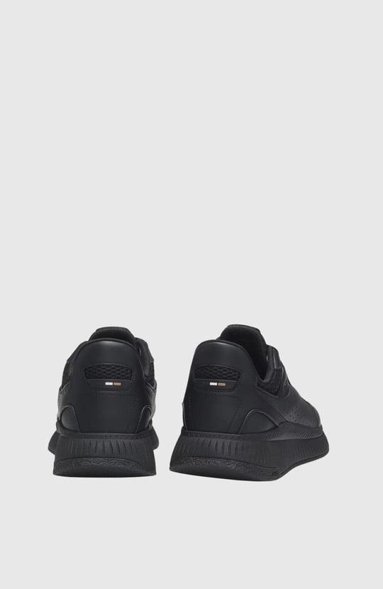 BOSS  BOSS Erkek Rahat Yüksek Taban File ve Deri Karışımlı Siyah Sneaker 50548717-005