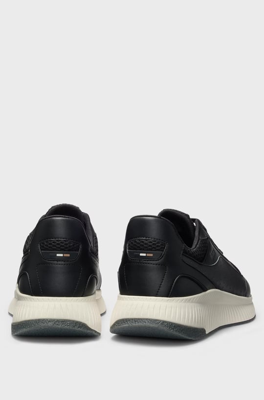 BOSS BOSS Erkek Rahat Yüksek Taban File ve Deri Karışımlı Siyah-Beyaz Sneaker 50548717-002