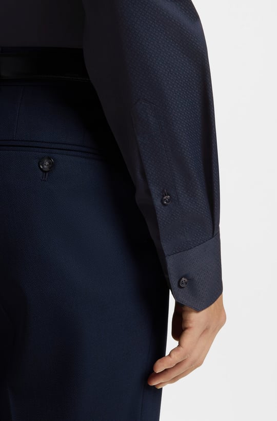 BOSS  BOSS Erkek Regular Fit %100 Pamuklu Uzun Kollu Lacivert Gömlek 50556498-404