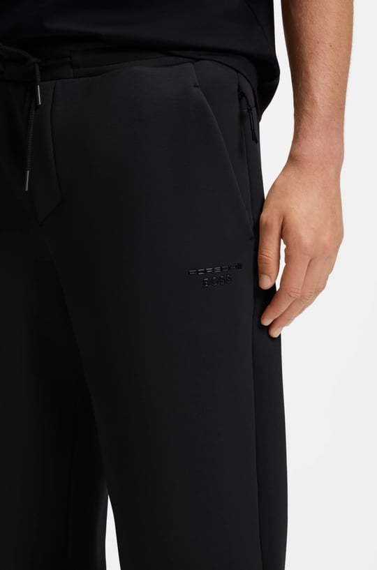 BOSS  BOSS Erkek Regular Fit Beli Bağcıklı Fermuarlı Cepli Lastikli Paçalı Siyah Eşofman Altı 50569936-001