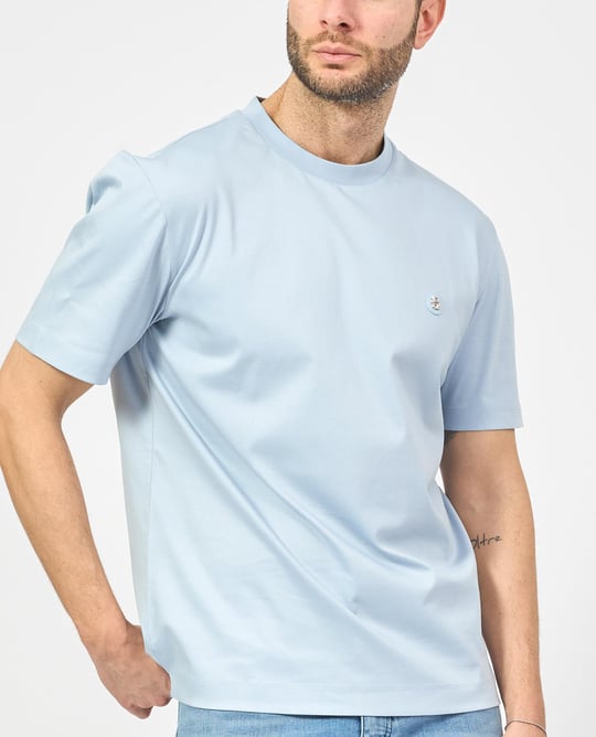 BOSS BOSS Erkek Regular Fit Bisiklet Yaka Marka Logolu Mavi T-Shirt 50520298-454