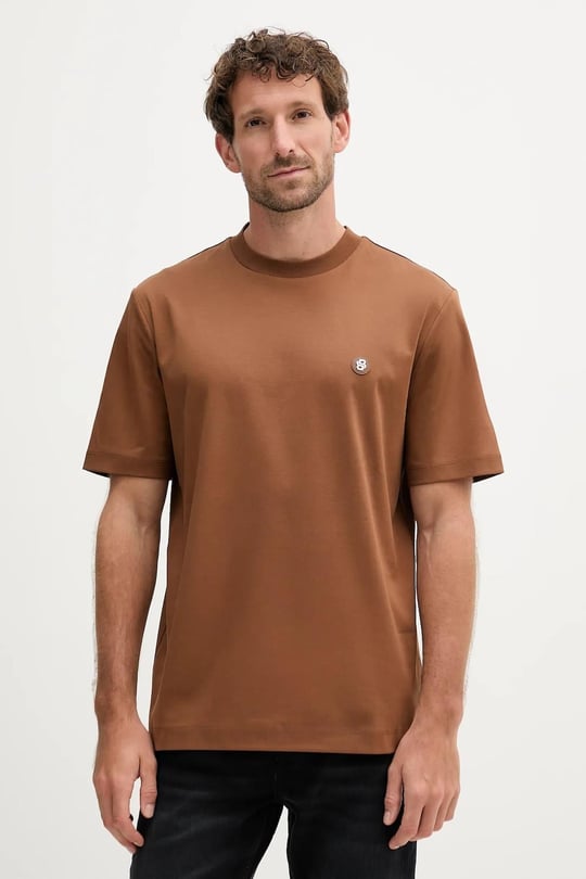 BOSS BOSS Erkek Regular Fit Bisiklet Yaka Marka Logolu Kahverengi T-Shirt 50520298-217