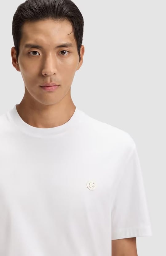 BOSS  BOSS Erkek Regular Fit Bisiklet Yaka Marka Logolu Ekru T-Shirt 50520298-103