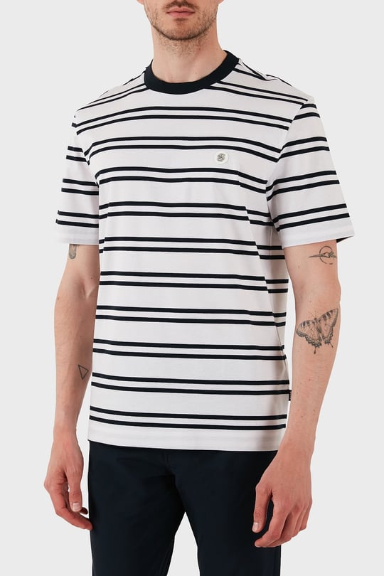 BOSS  BOSS Erkek Regular Fit Bisiklet Yaka Marka Logolu Siyah-Ekru T-Shirt 50520298-405