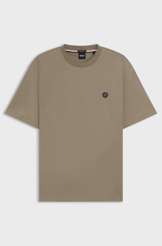 BOSS  BOSS Erkek Regular Fit Bisiklet Yaka Marka Logolu Açık Kahve T-Shirt 50520298-245