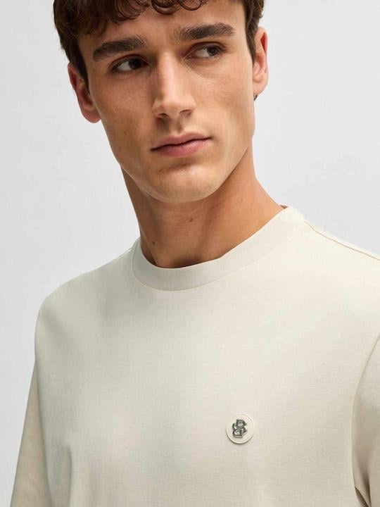BOSS  BOSS Erkek Regular Fit Bisiklet Yaka Marka Logolu Bej T-Shirt 50520298-131
